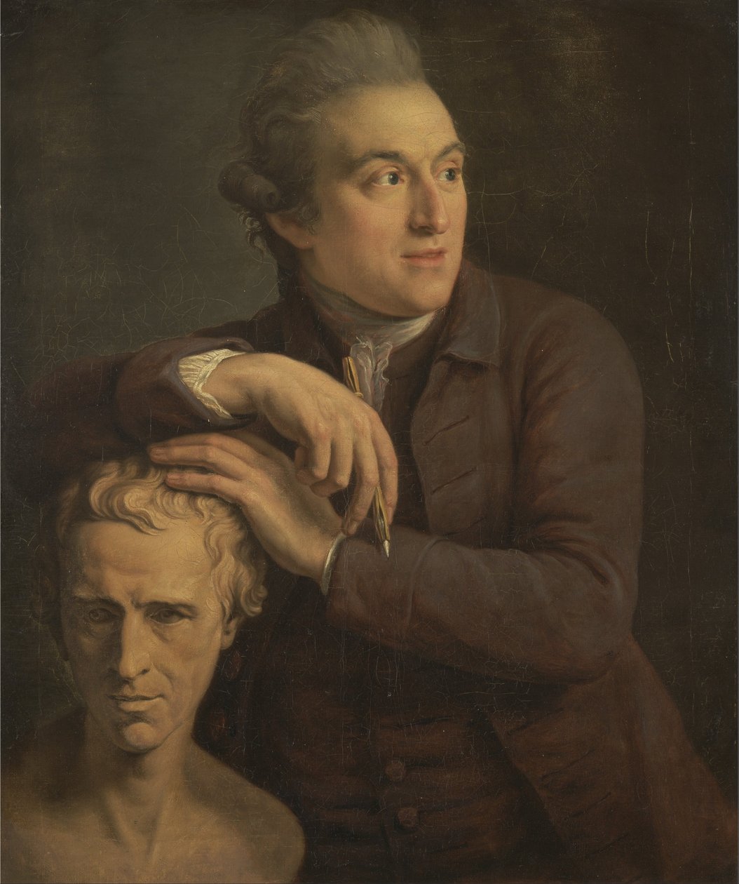 Joseph Nollekens con il suo busto di Laurence Sterne da John Francis Rigaud