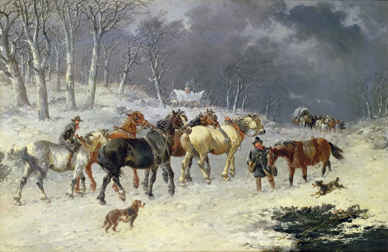 Cavalli nella Neve da John Frederick Herring Junior