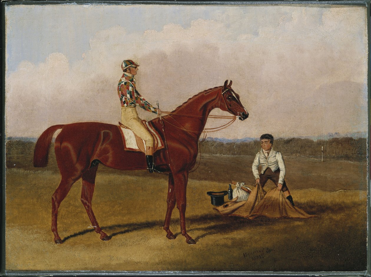 Barefoot, il cavallo da corsa, con un fantino e un groom, 1835 da John Frederick Herring Senior