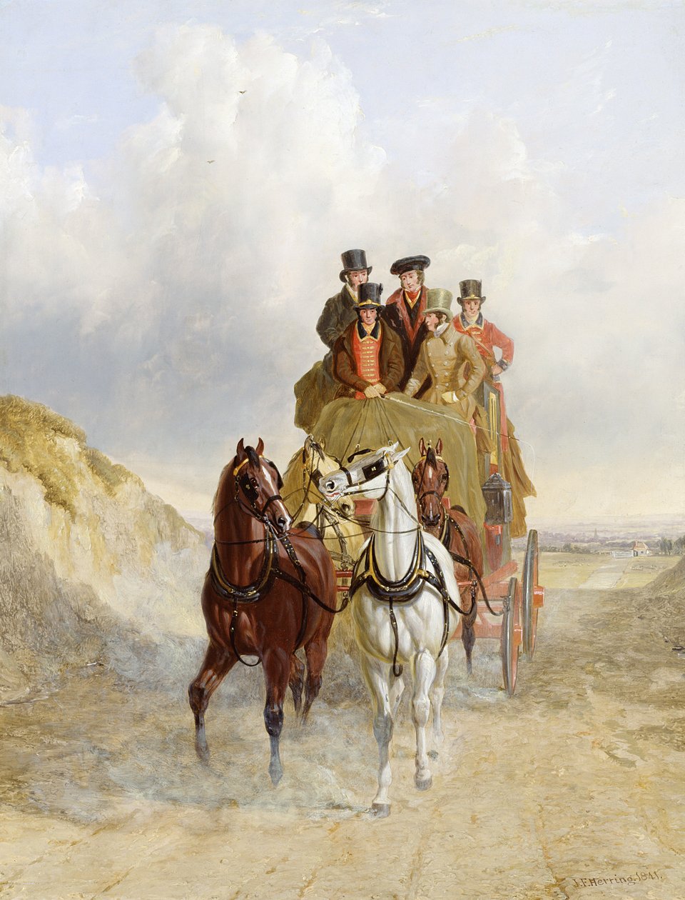 La carrozza della posta reale sulla strada, 1841 da John Frederick Herring Senior