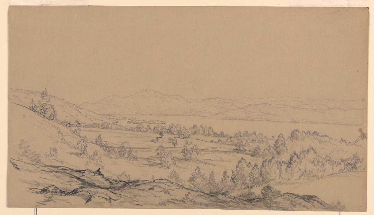 Disegno, Lago George, New York, sguardo a nord-est, 1850-65 da John Frederick Kensett