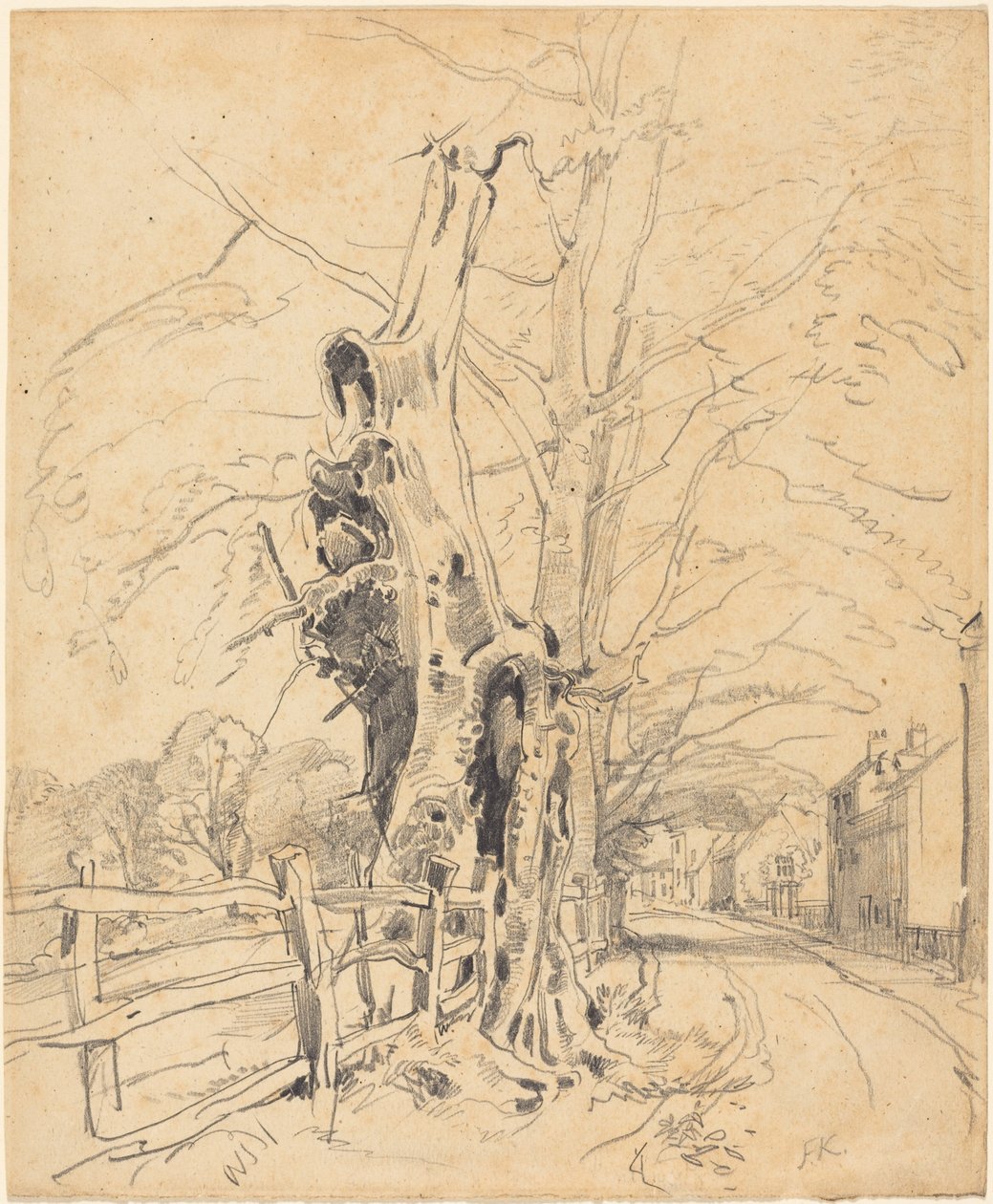 Alberi presso una staccionata da John Frederick Kensett