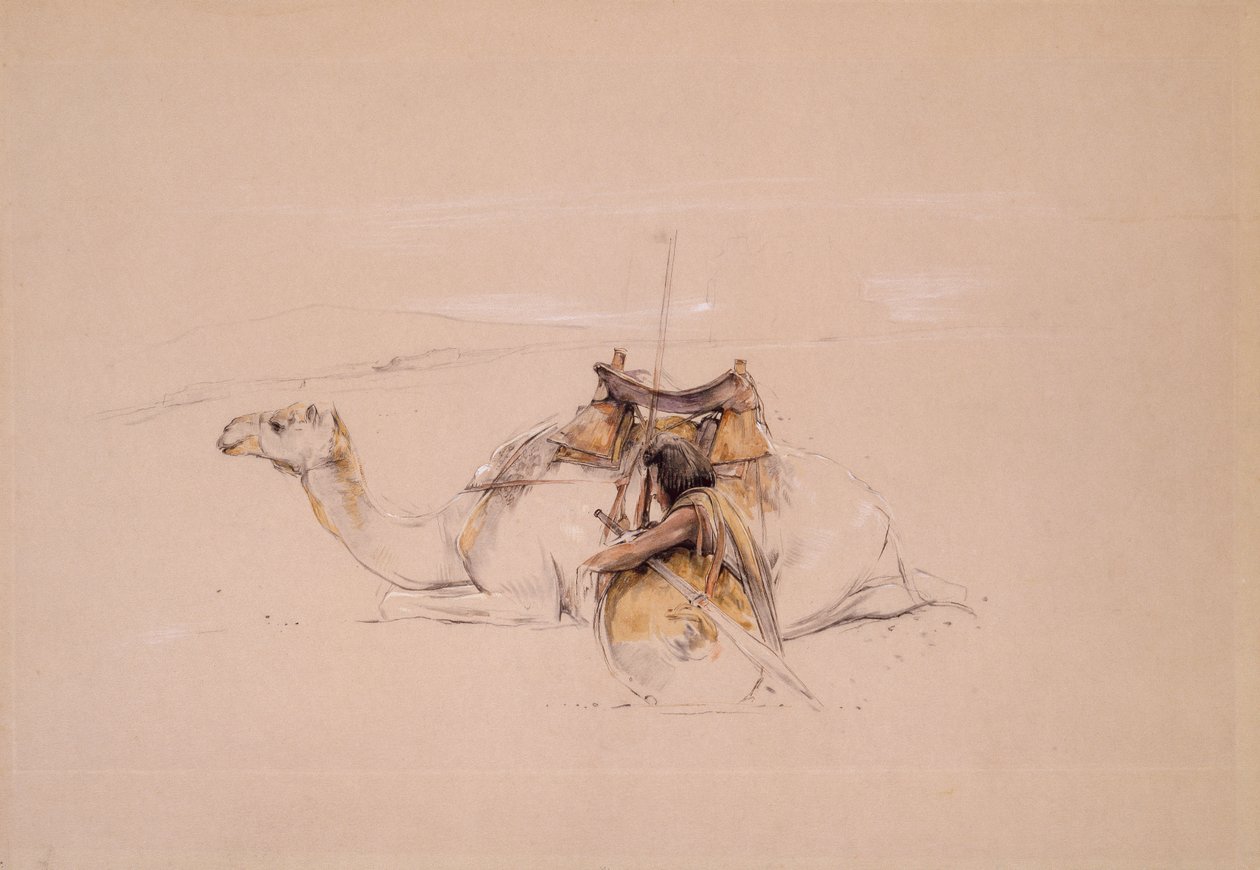 Un arabo Bisharin con il suo cammello da John Frederick Lewis