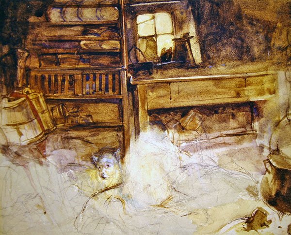 Un terrier in un cottage delle Highlands da John Frederick Lewis