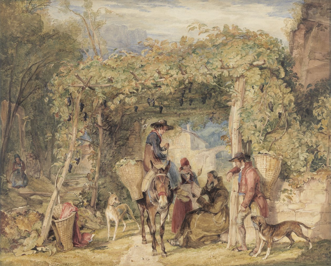 Figure e Animali in un Vigneto, c.1829 da John Frederick Lewis