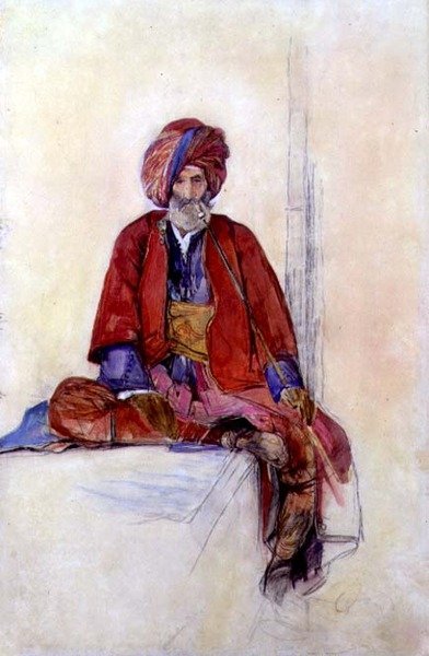 Studio di un turco seduto che fuma una lunga pipa, c.1841 da John Frederick Lewis