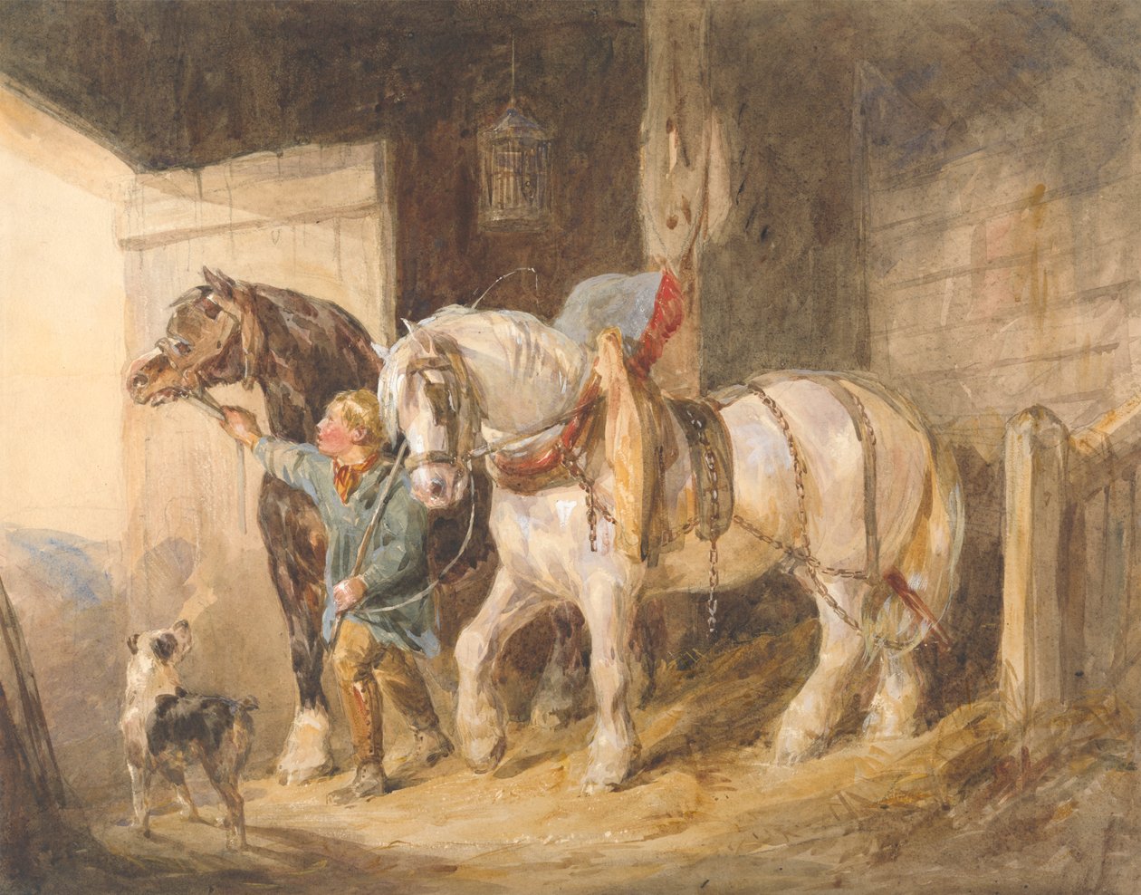 Ragazzo di Scuderia con Cavalli da Tiro da John Frederick Tayler