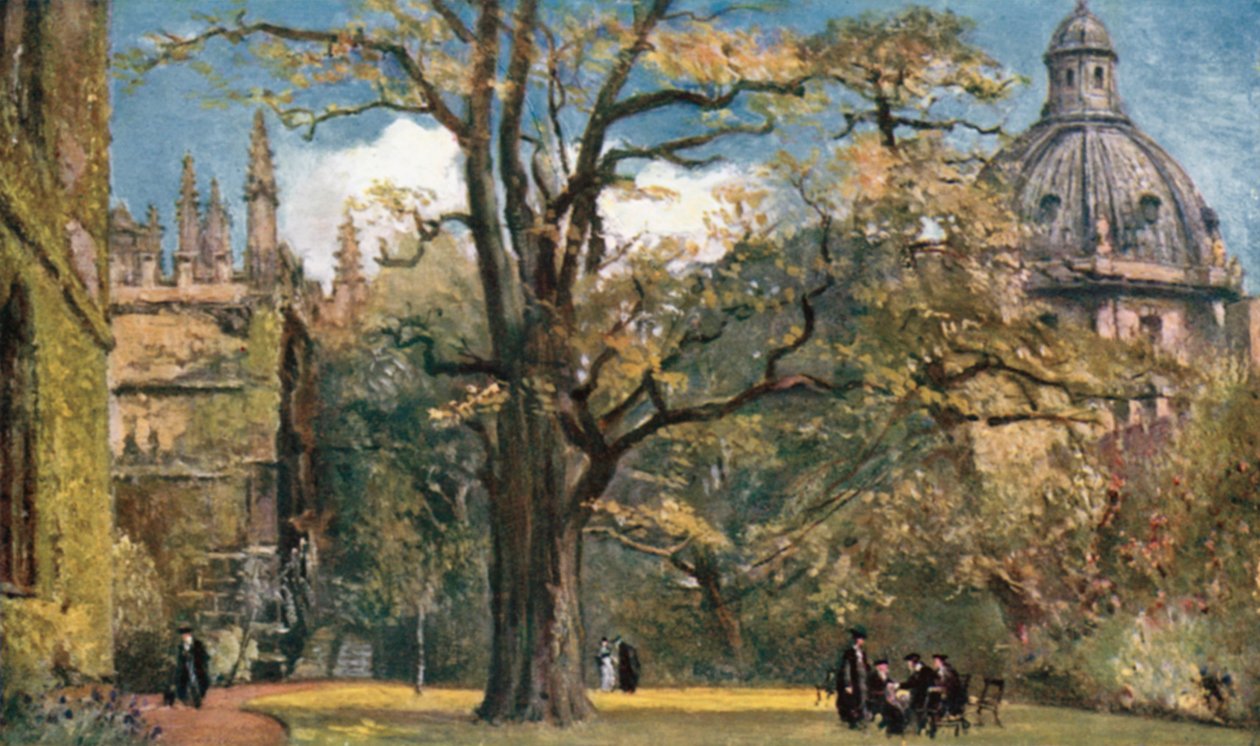 Giardino dei Fellows, Exeter College (litografia a colori) da John Fulleylove