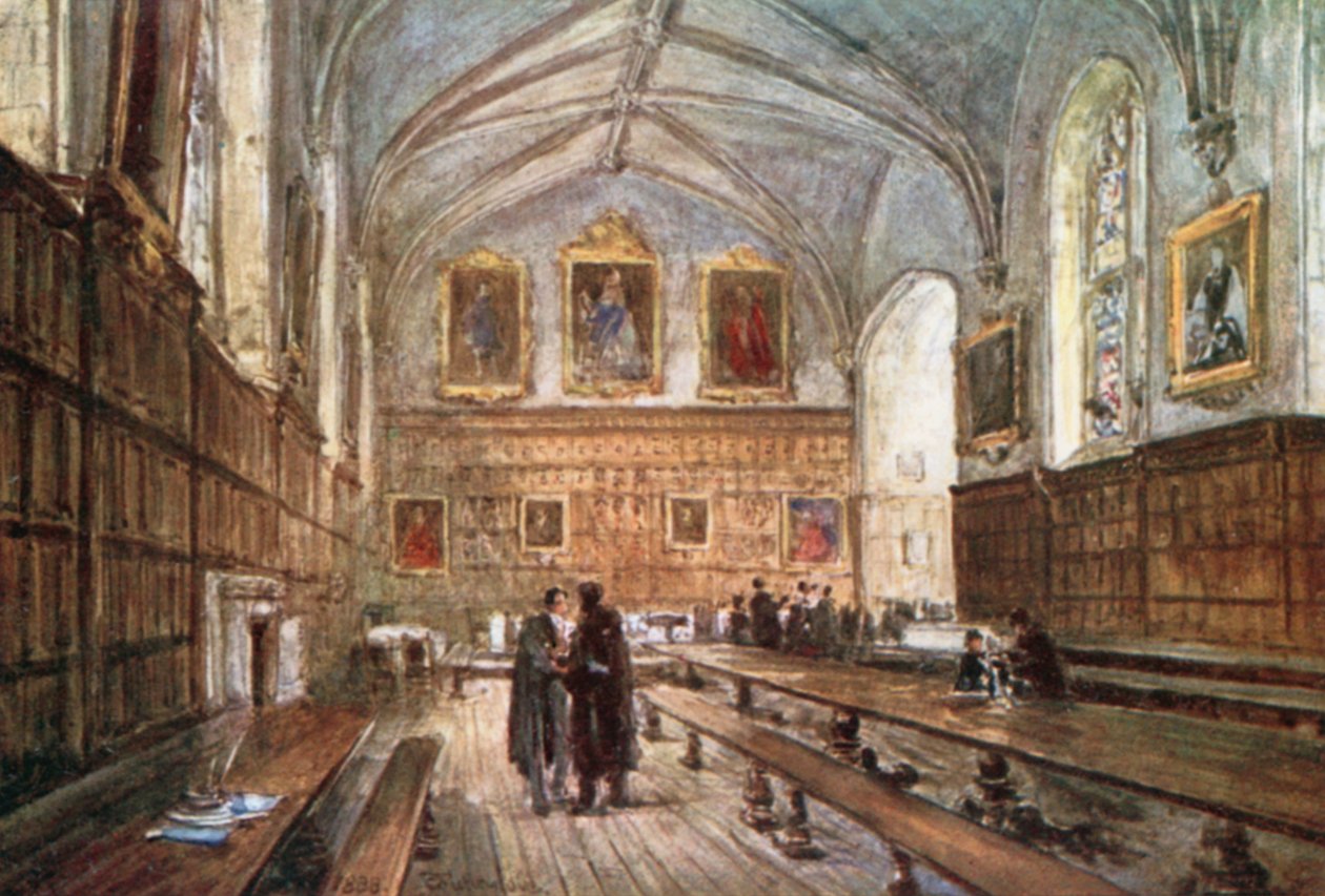 Interno della Hall del Magdalen College (litografia a colori) da John Fulleylove