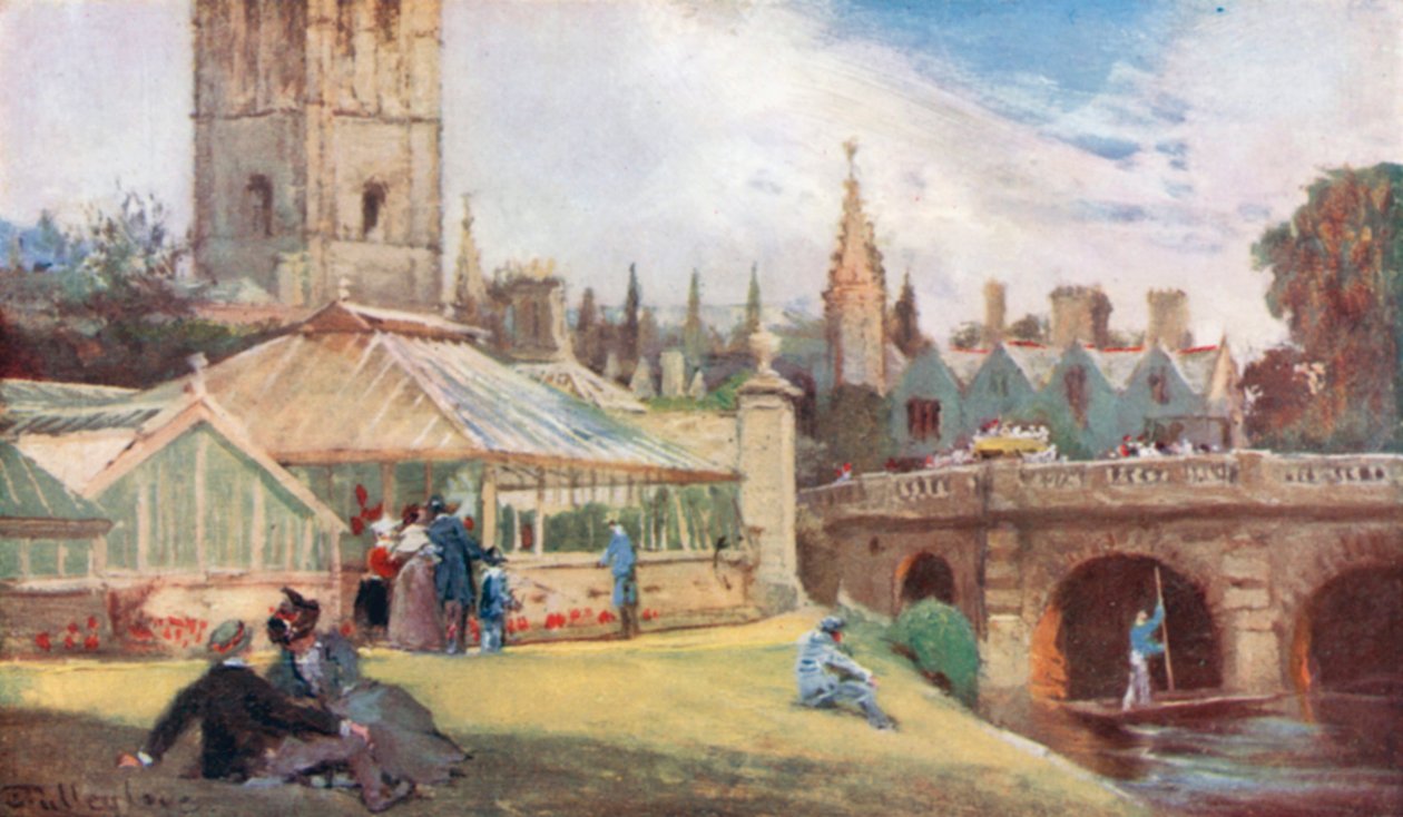Magdalen College, dal giardino botanico (litografia a colori) da John Fulleylove