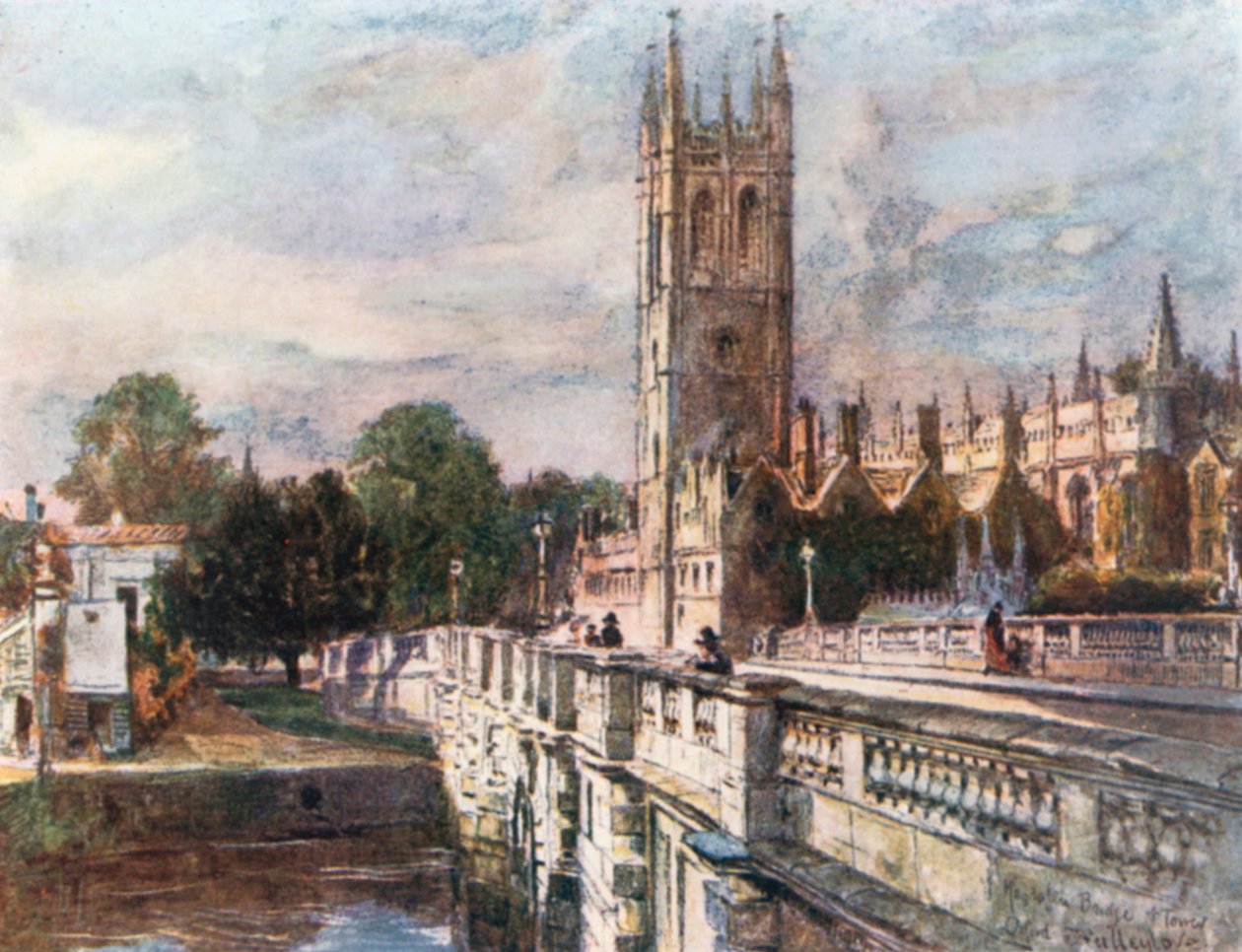 Torre e ponte di Magdalen (litografia a colori) da John Fulleylove