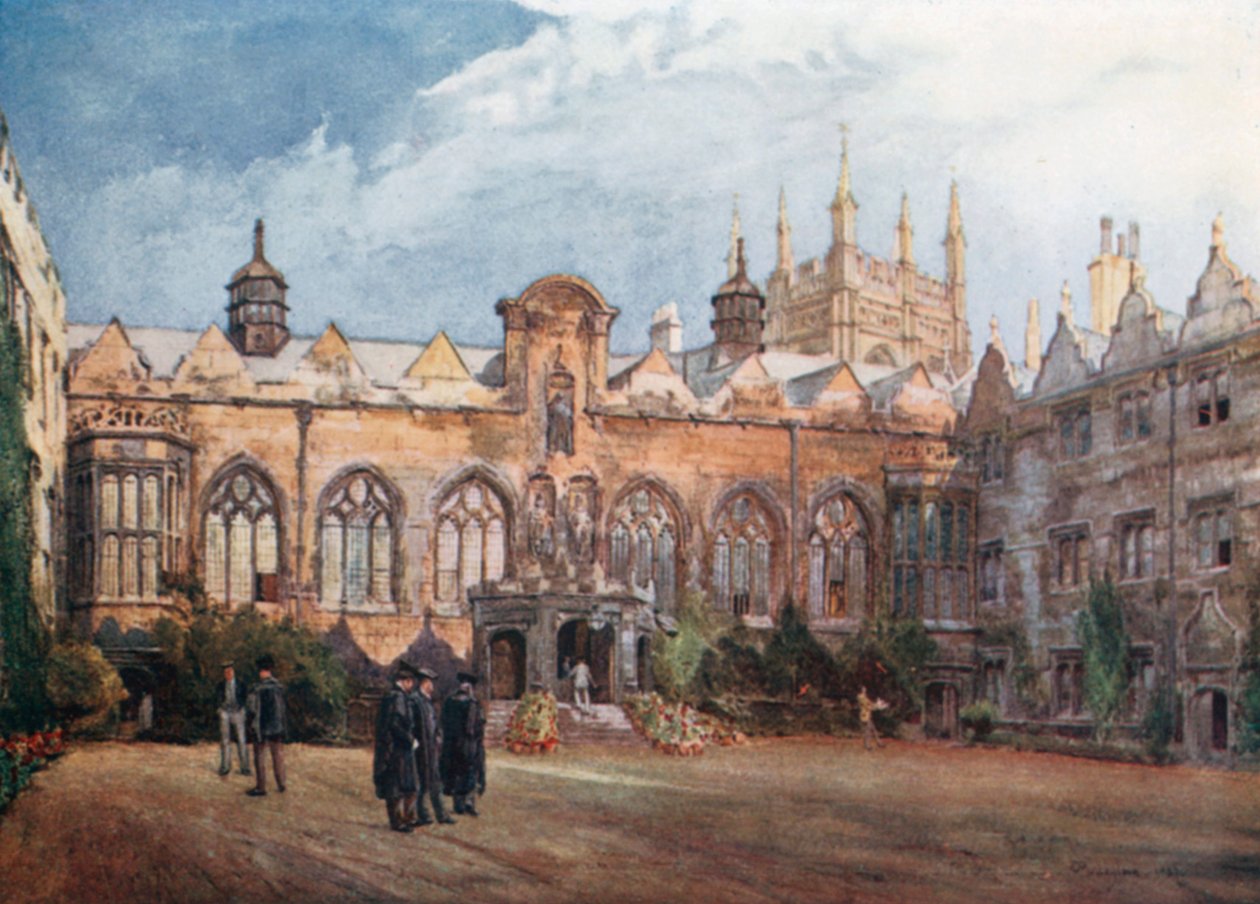 Oriel College (litografia a colori) da John Fulleylove
