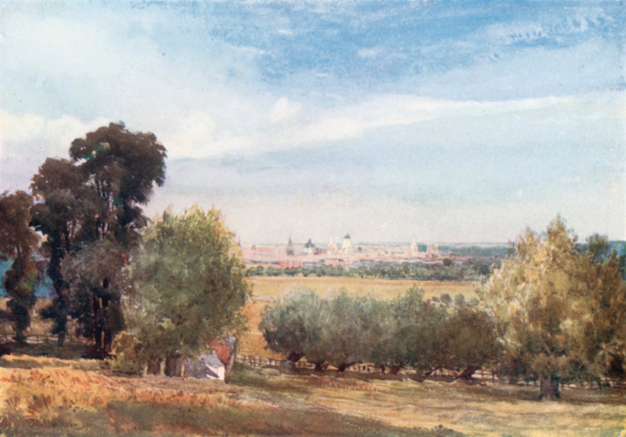 Oxford, da South Hinksey (litografia a colori) da John Fulleylove