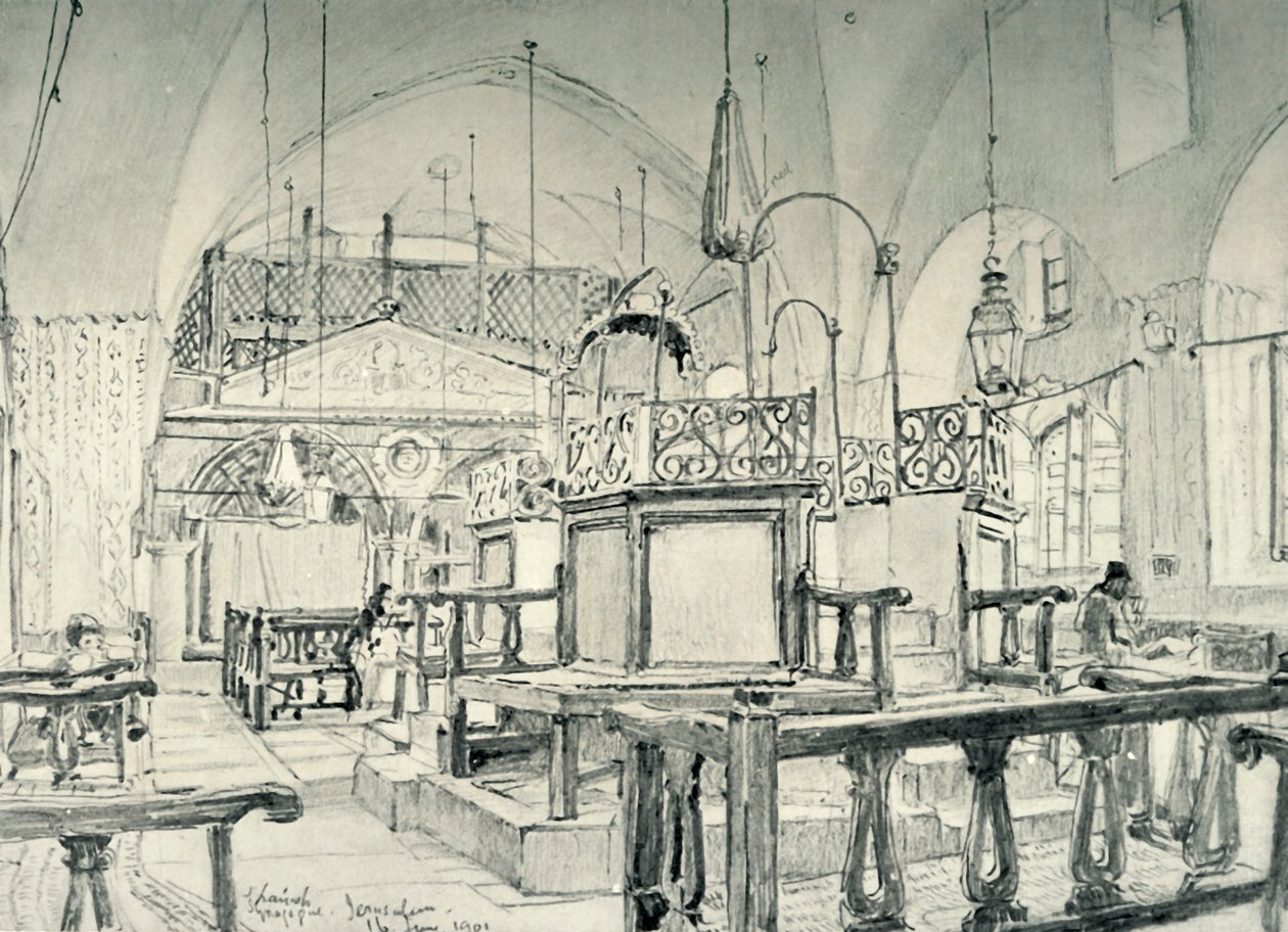 Sinagoga Spagnola a Gerusalemme - Interno, 1902 da John Fulleylove