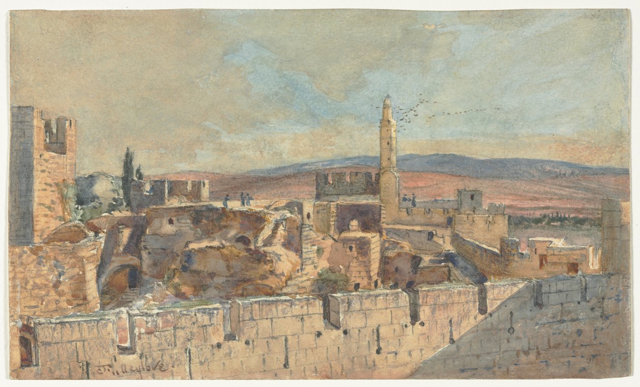 Vista della città vecchia di Gerusalemme, 2° metà del 1800 da John Fullylove