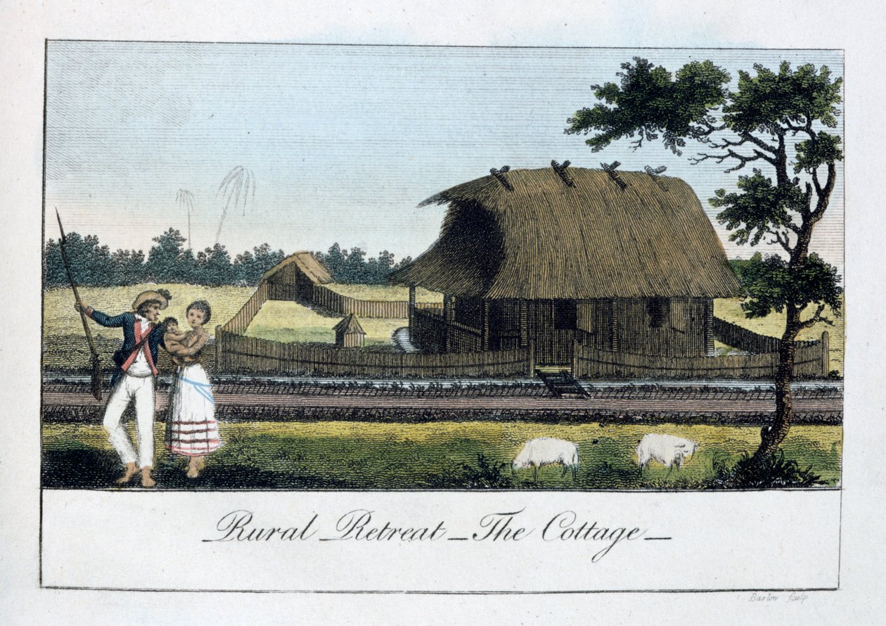 Ritiro rurale, Il cottage, 1813 da John Gabriel Stedman