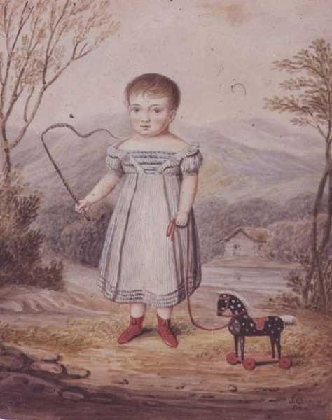 Ragazza con un cavallo giocattolo da John Gadsby Chapman