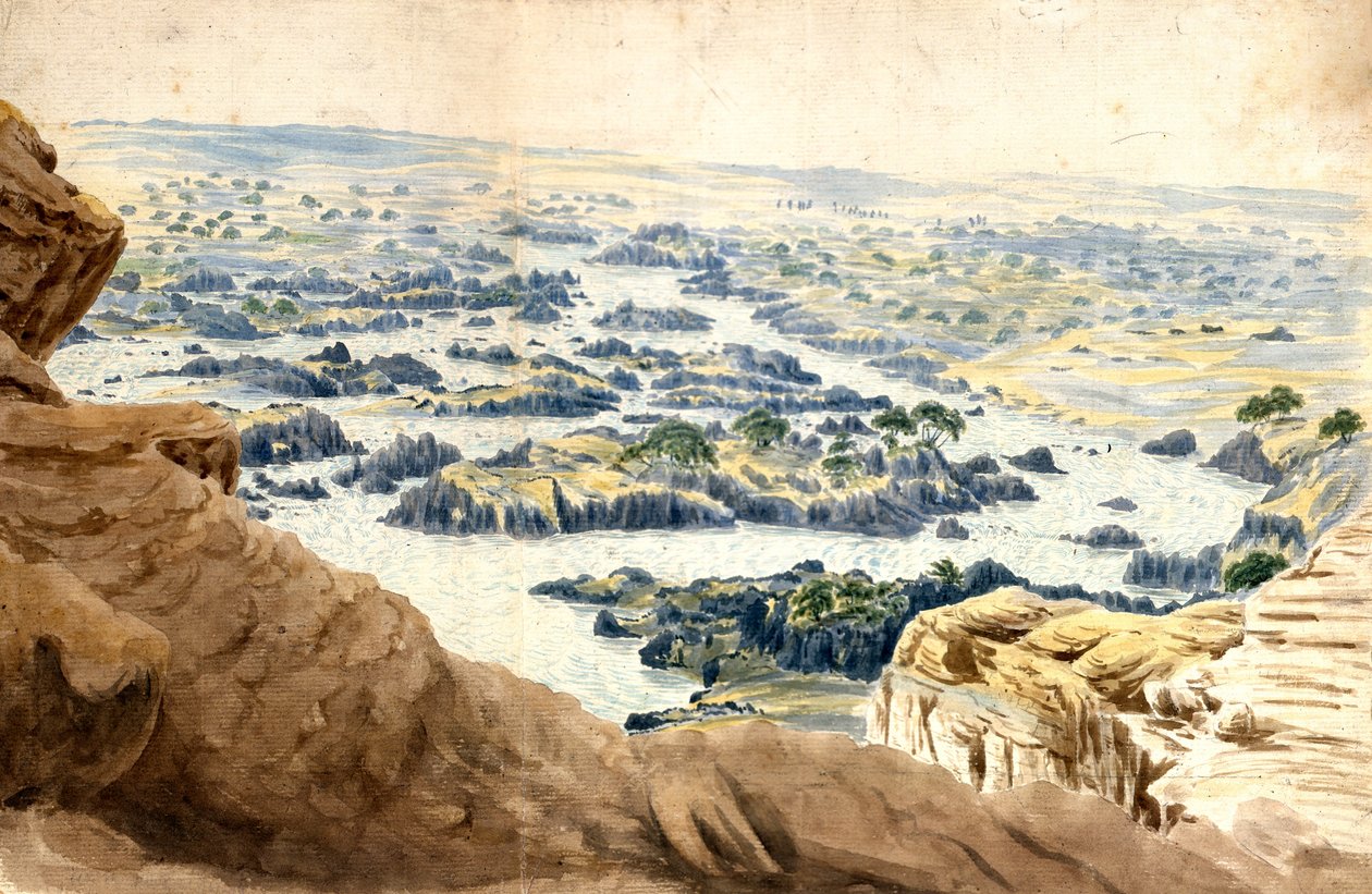 Il Nilo alla seconda cateratta. Acquerello di John Gardner Wilkinson (1797-1875) viaggiatore e archeologo britannico, "padre dell