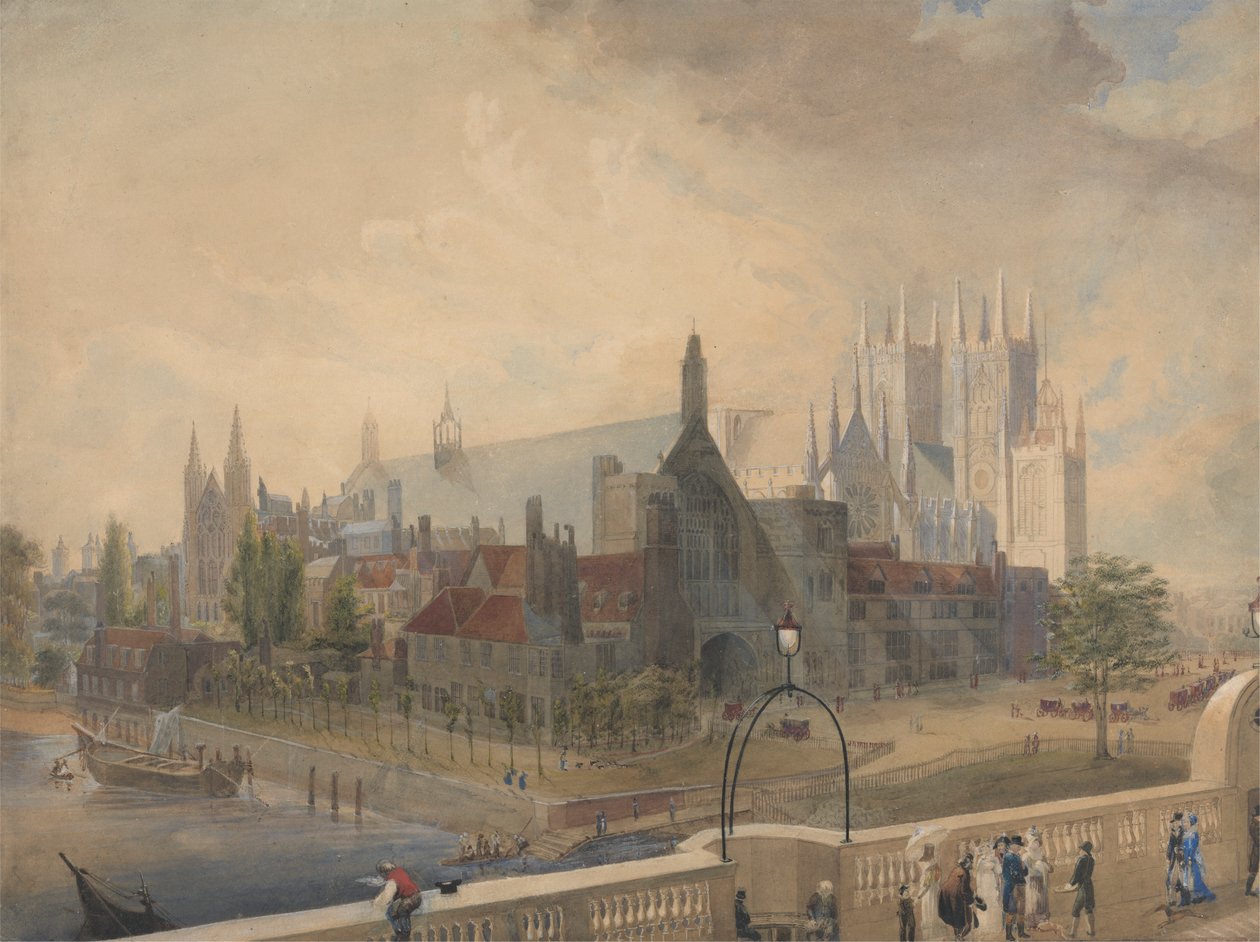Veduta di Westminster Hall e Abbazia dal Ponte da John Gendall