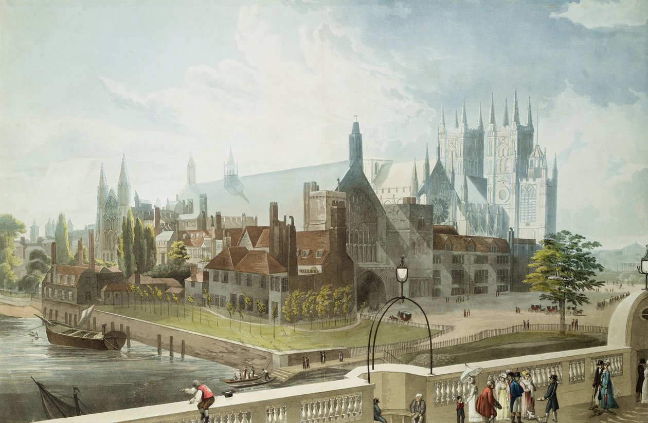 Westminster Hall e Abbazia, inciso da Daniel Havell (1785-1826) pubblicato da Rudolph Ackermann (1764-1834) 1819 da John Gendall