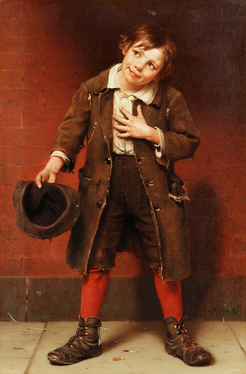 Ragazzo mendicante, c.1885-1887 da John George Brown