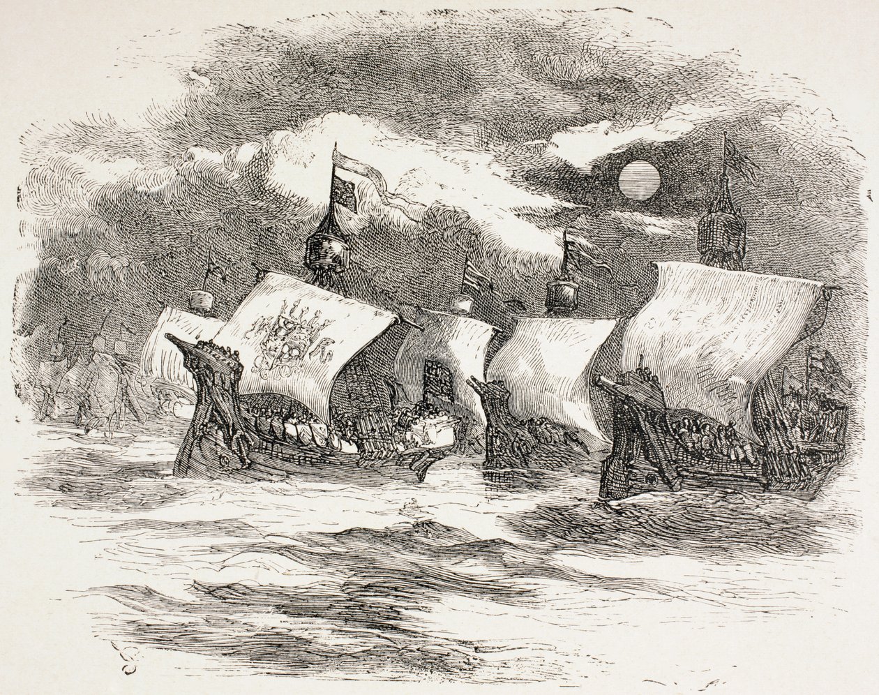 La flotta di Re Enrico salpa per la Francia, 1890 da John Gilbert