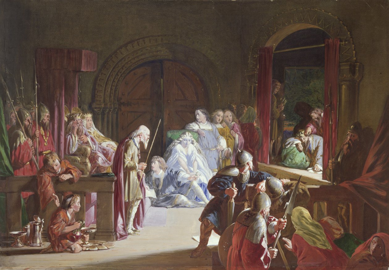La rievocazione della morte del padre di Amleto, Atto III, Scena 2 da John Gilbert