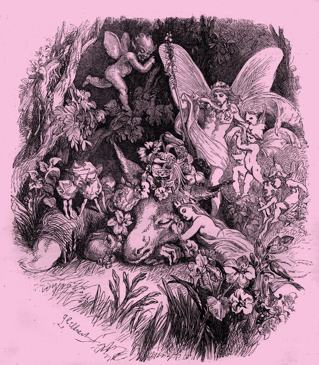 Titania e Bottom in Sogno di una notte di mezza estate da John Gilbert