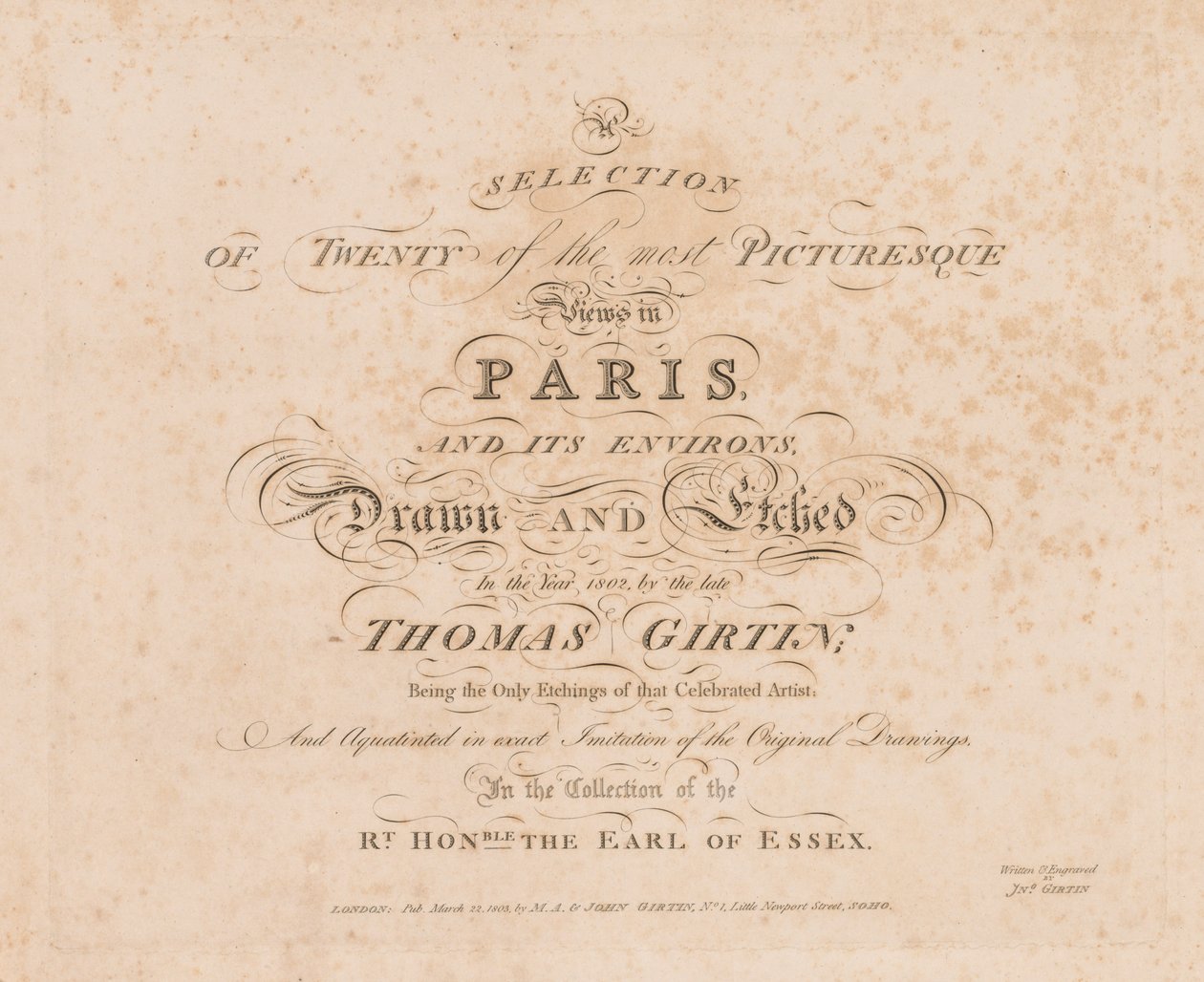 Una selezione di venti delle vedute più pittoresche di Parigi e dintorni: pagina del titolo da John Girtin