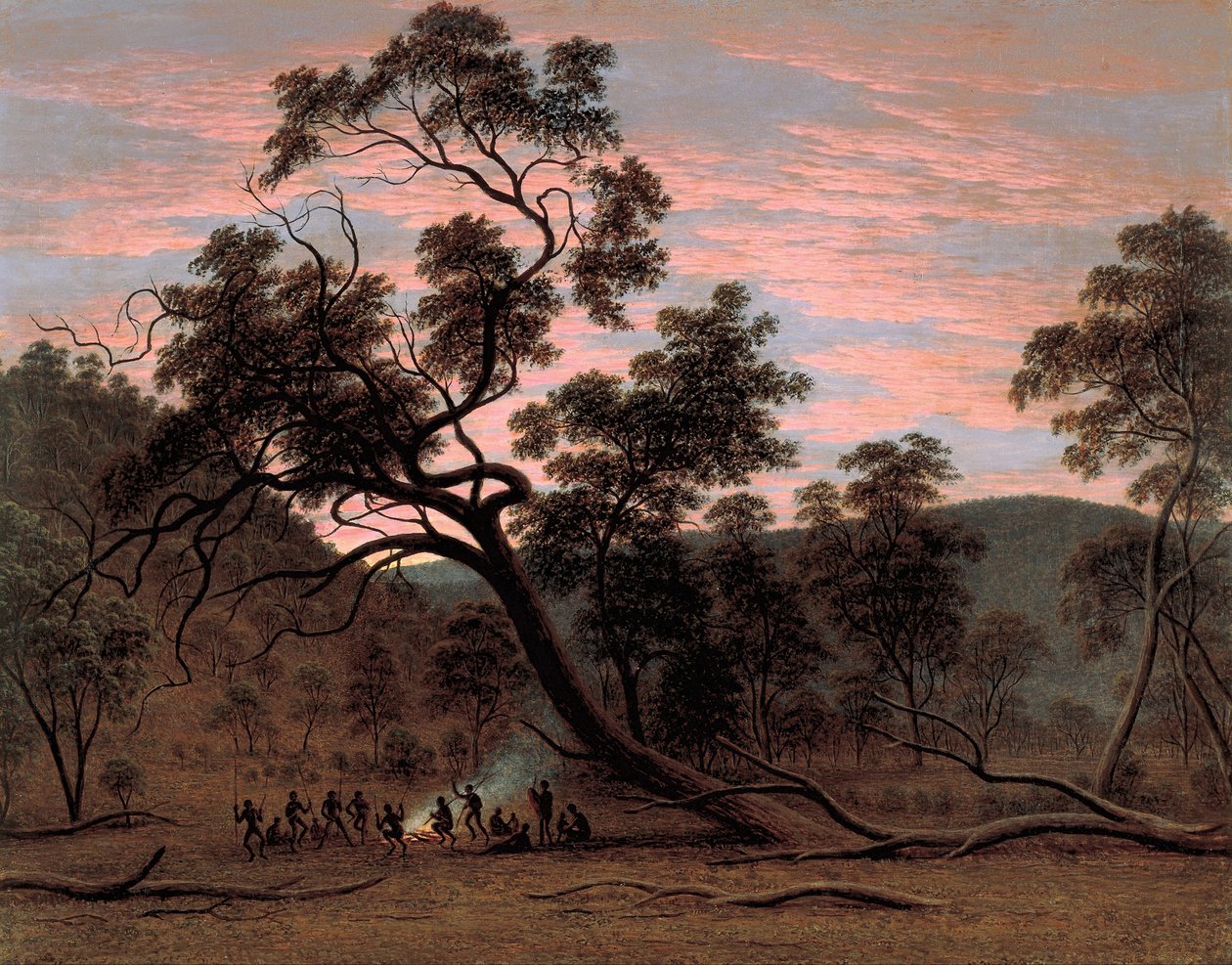 Un corroboree di nativi a Mills Plains da John Glover