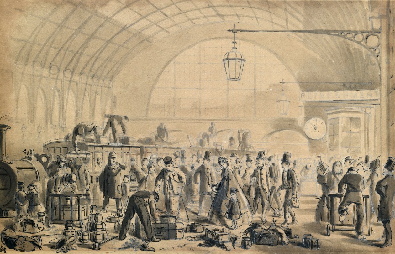 Vigilia di Natale alla stazione di Kings Cross, c.1870-90 da John Gordon Thomson