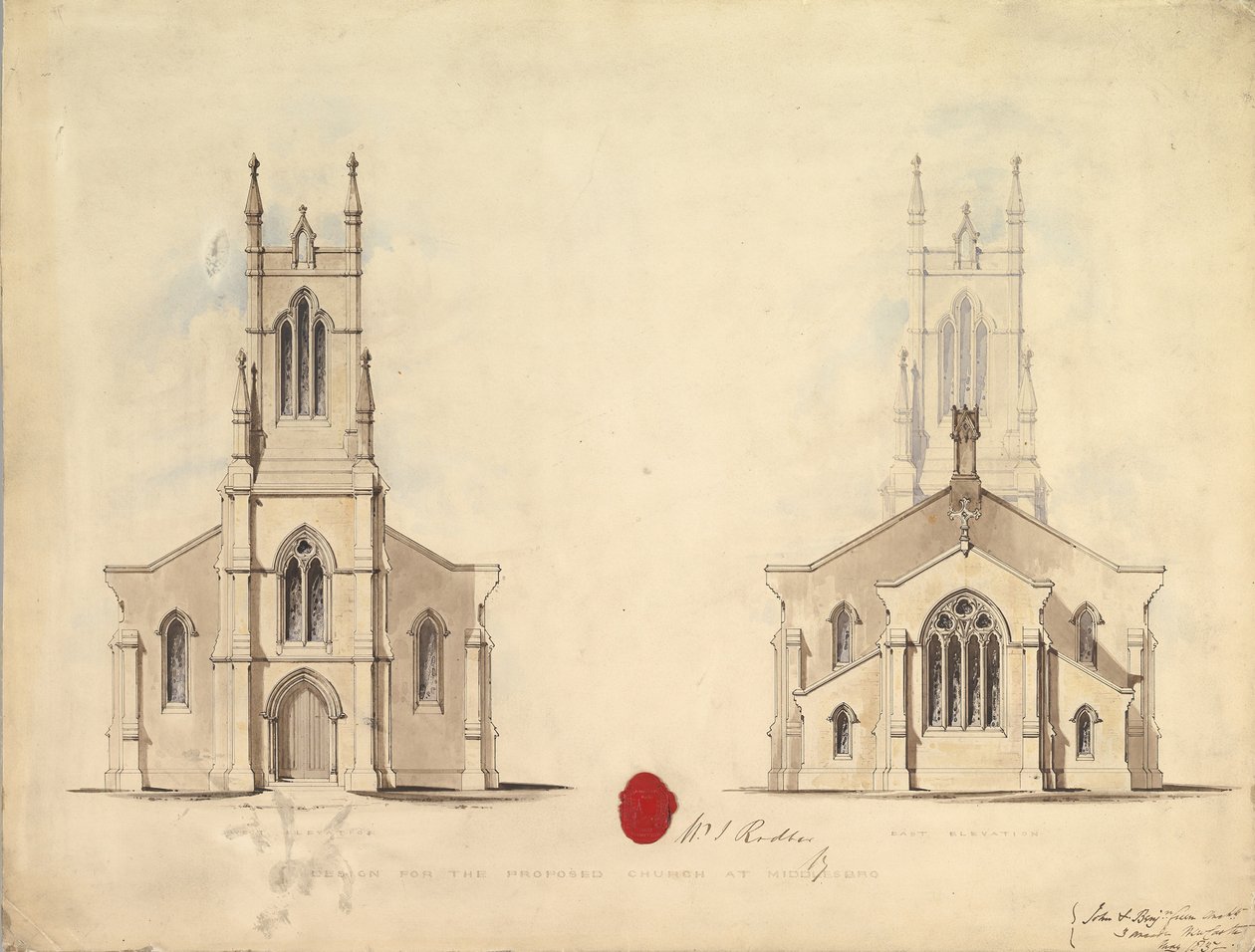 Progetto per la Chiesa Proposta a Middlesborough, 1837 da John Greenwood