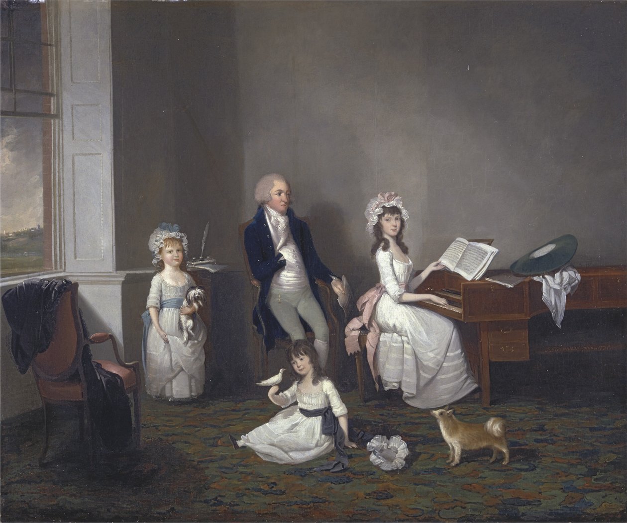 John Richard Comyns di Hylands Essex, con le sue figlie, 1775 da John Greenwood