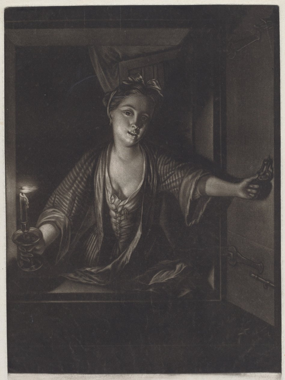 Ragazza con una Candela da John Greenwood after Nicolaas Verkolje