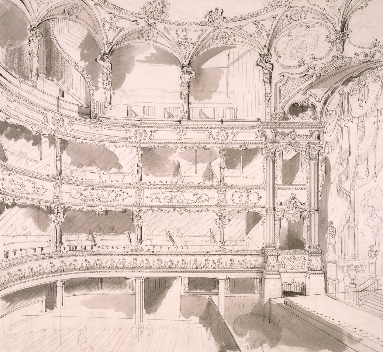 Interno del Teatro St. James, Londra (schizzo) di John Gregory Crace da John Gregory Crace