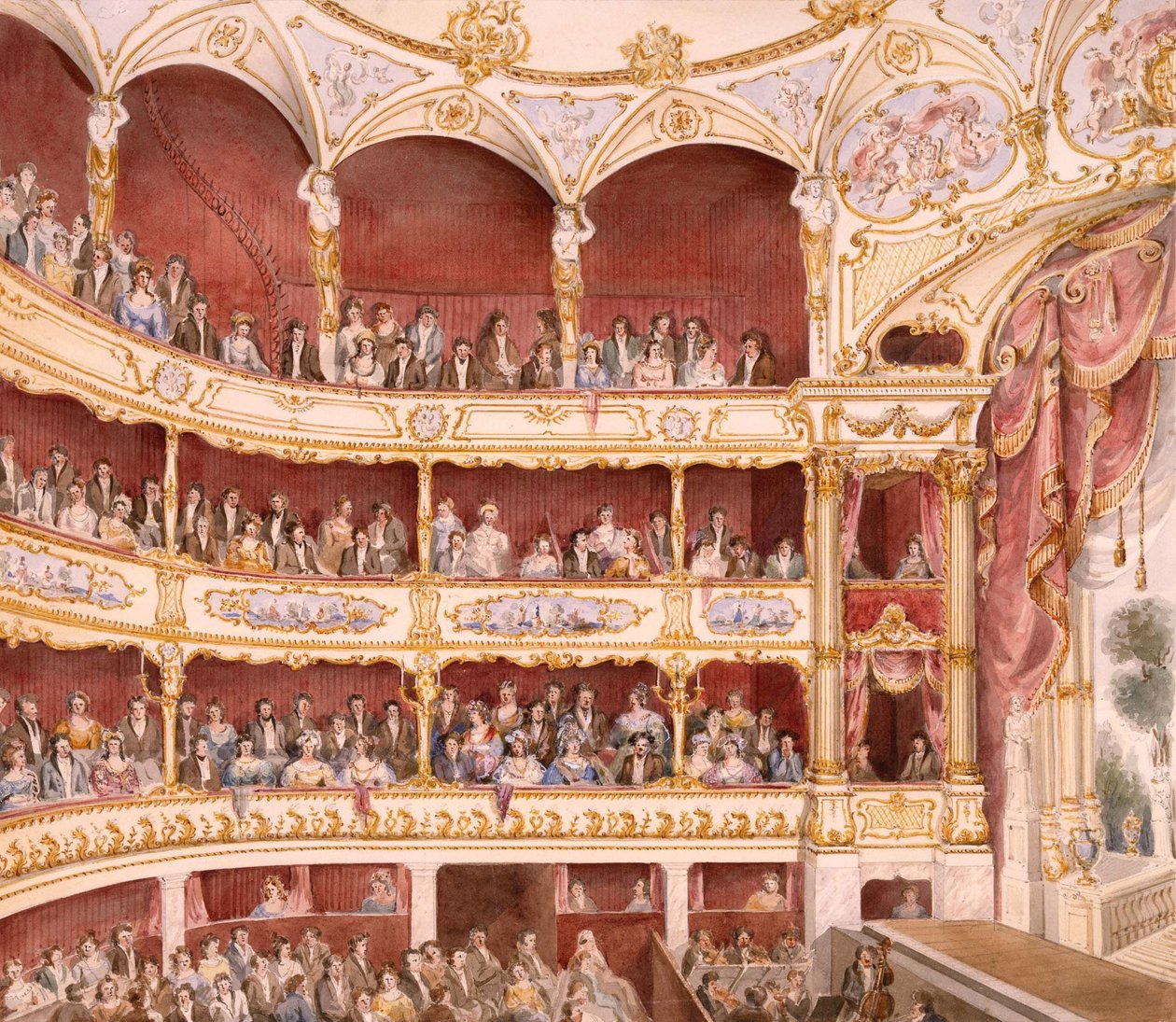 Interno del Teatro St. James, Londra (acquerello) di John Gregory Crace da John Gregory Crace