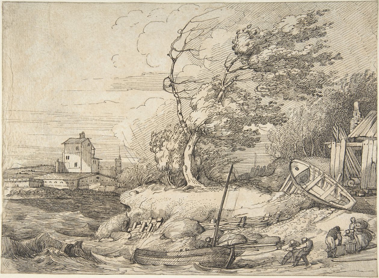 Mettere in secco un peschereccio durante una burrasca da John Hamilton Mortimer