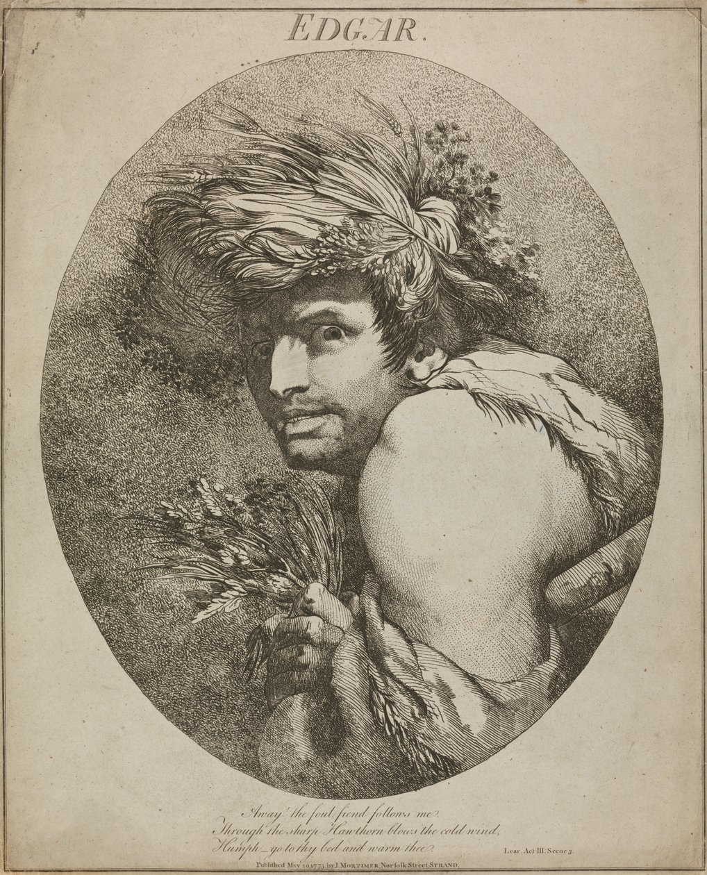 Edgar, "Re Lear", Atto III, Scena III da John Hamilton Mortimer