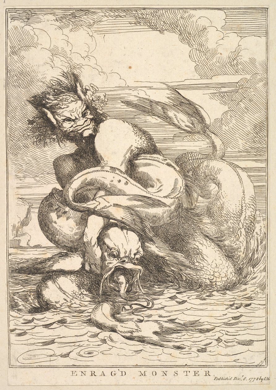 Mostro infuriato da Quindici incisioni dedicate a Sir Joshua Reynolds, 8 dicembre 1778 da John Hamilton Mortimer
