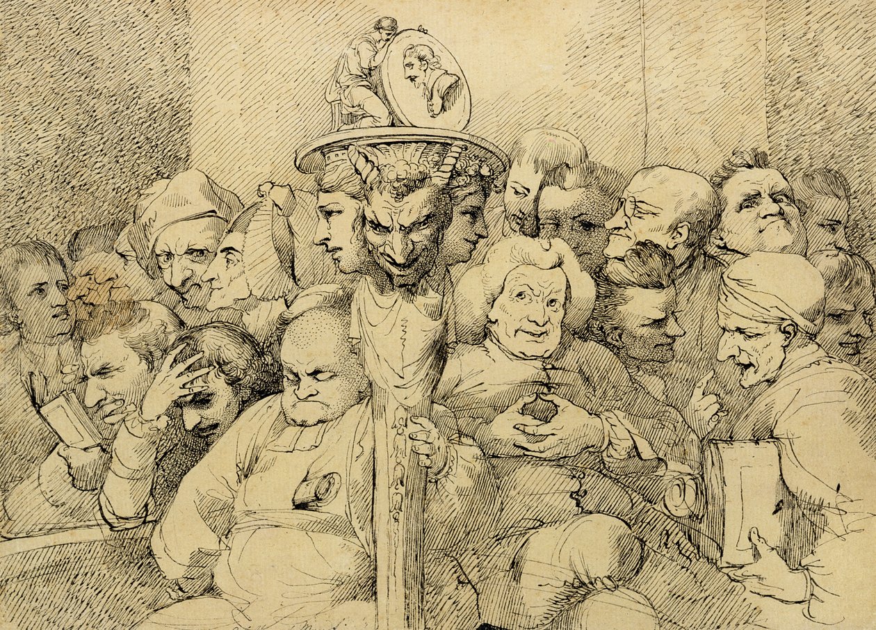 Personaggi letterari riuniti attorno al medaglione di Shakespeare da John Hamilton Mortimer