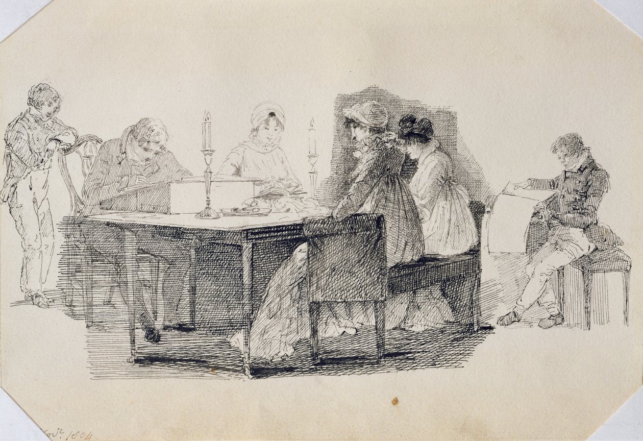 Una serata a casa, 1804 da John Harden