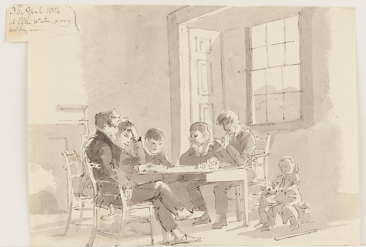 Ragazzi che leggono a Storrs, Elterwater, 1814 da John Harden