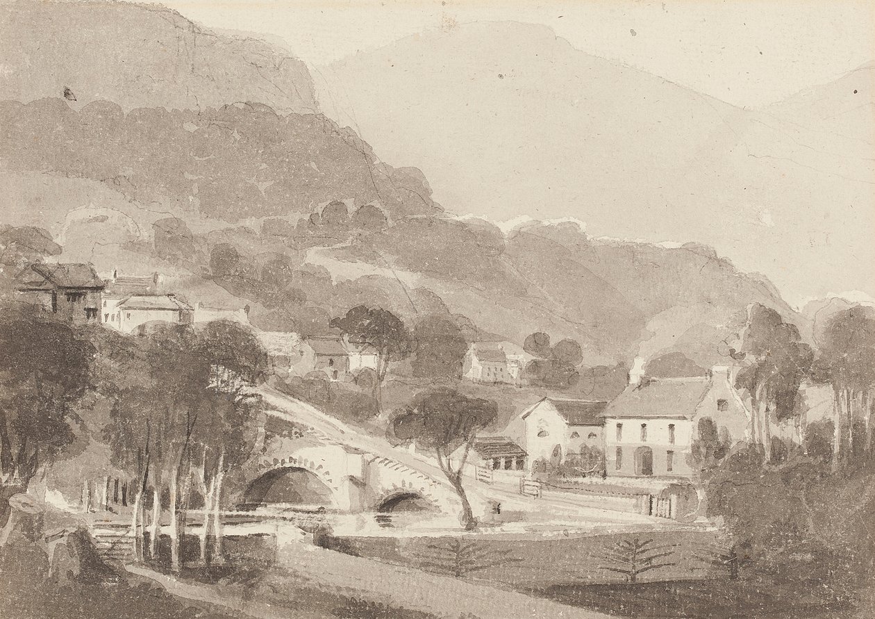 Ponte di Brathay e Vecchio Brathay, Distretto dei Laghi, Cumbria, 1820 da John Harden