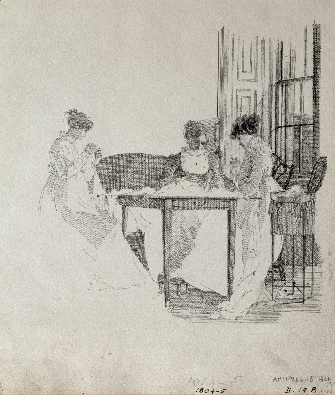 Donne che cuciono, 1805 da John Harden