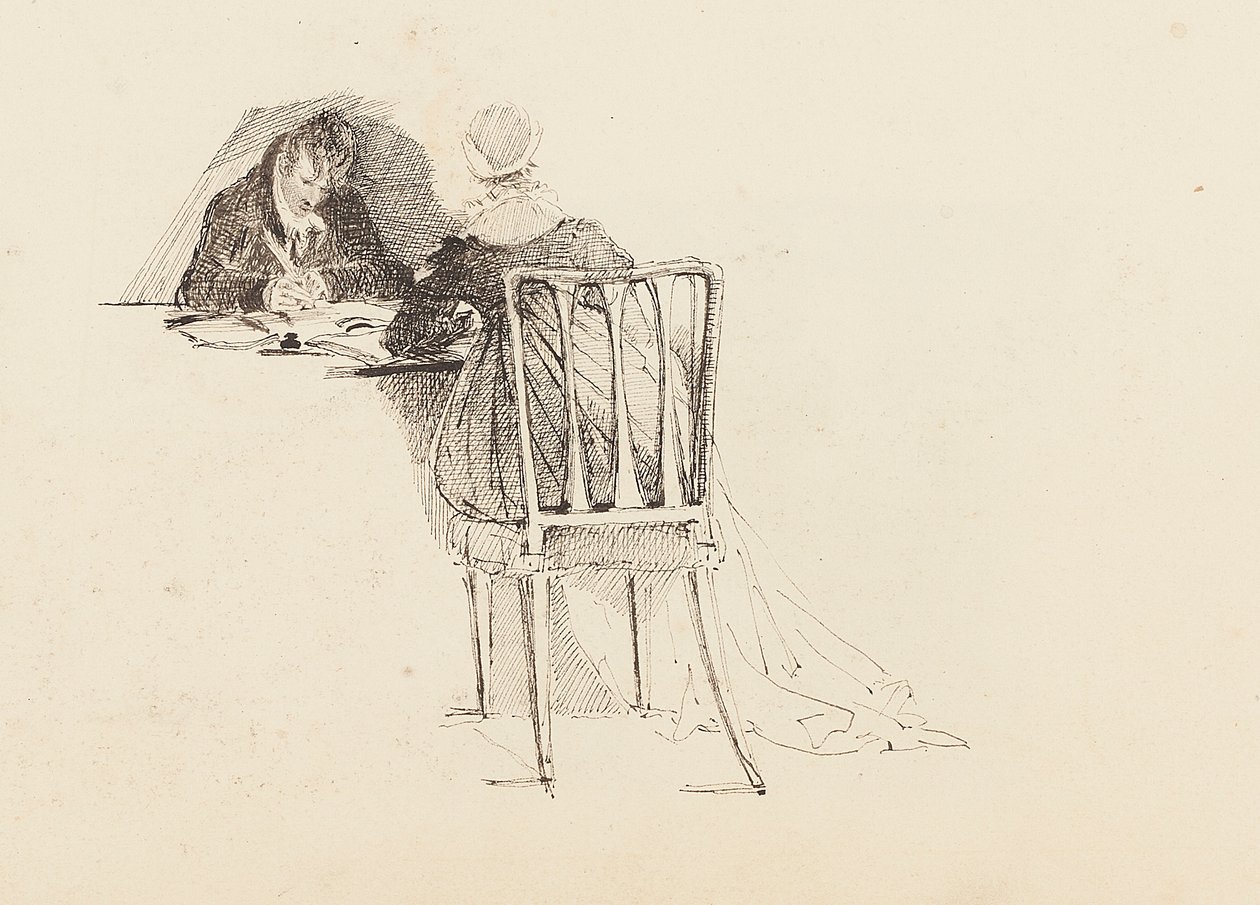 Uomo e donna seduti a un tavolo, 1805 da John Harden