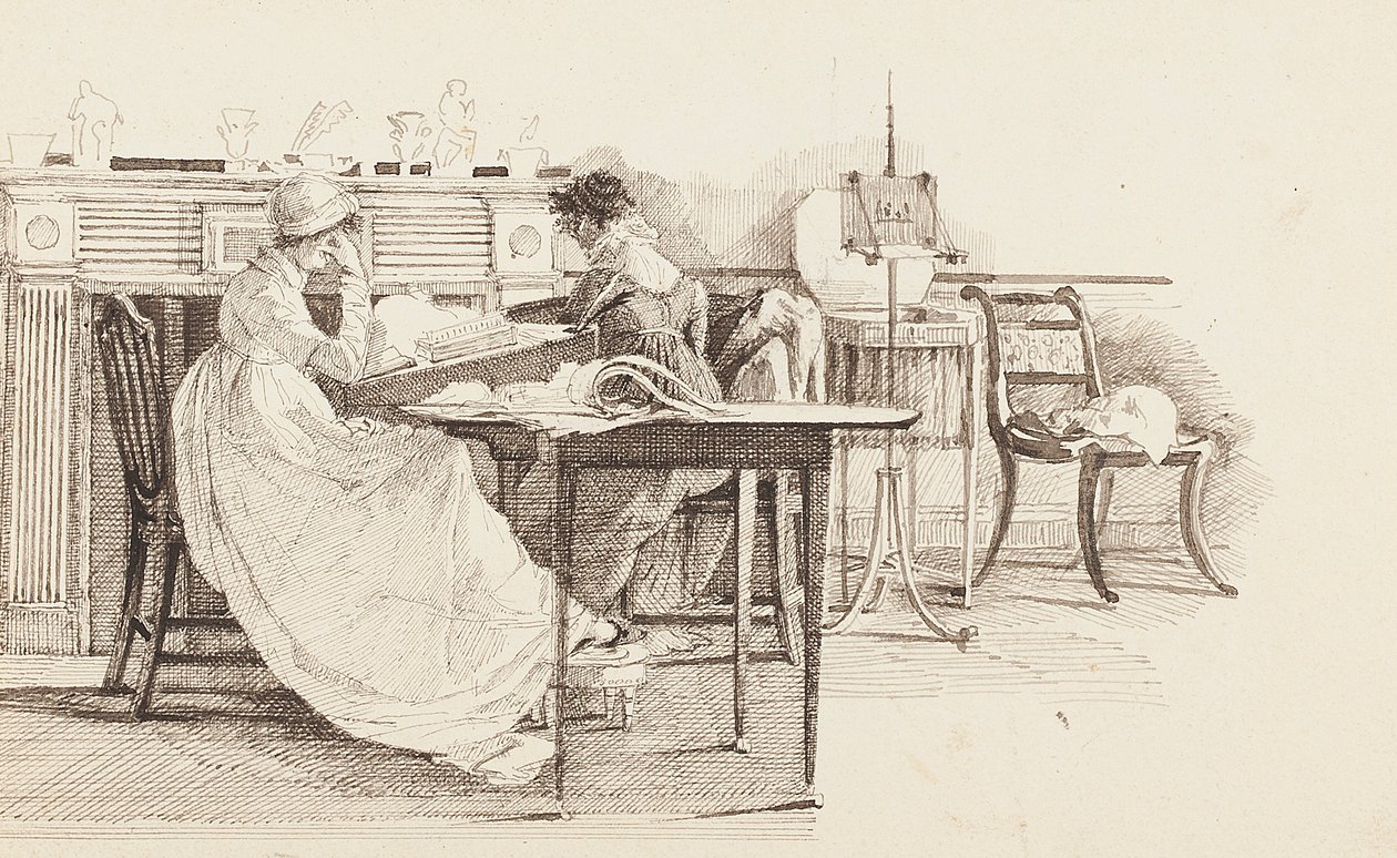 Lettura accanto al camino, 1805 da John Harden