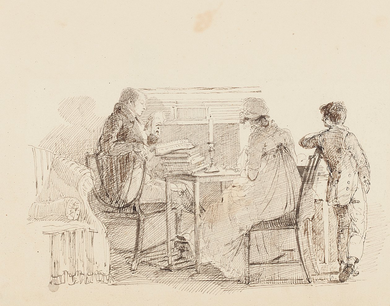 Tre accanto al camino, 1805 da John Harden