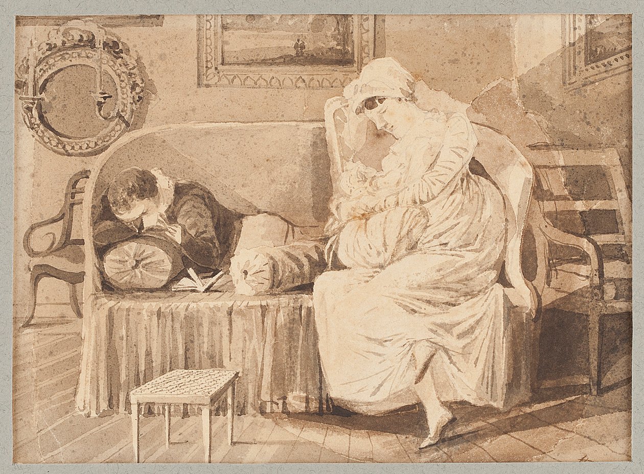 Tre su un divano, 1805 da John Harden