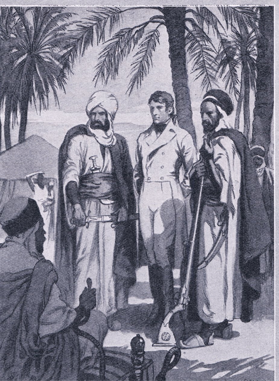 Nel 1853 David Livingstone con un piccolo gruppo di nativi intraprese un viaggio di 1000 miglia attraverso paludi e foreste, Newnes Pictorial Knowledge pubblicato da Newnes, c.1950 (litografia) da John Harris Valda