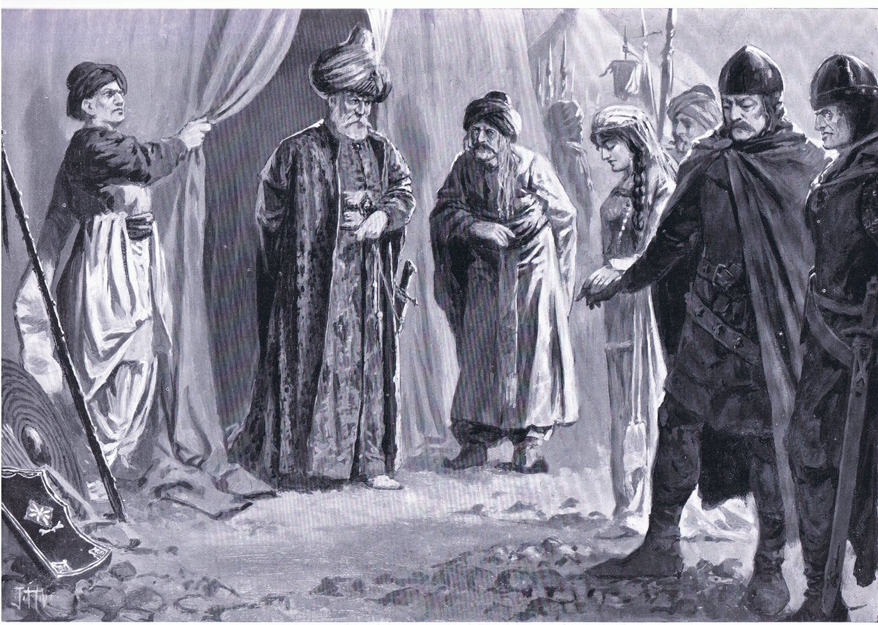 Ivan Shishman III consegna sua sorella al Sultano Murad I, AD1366, da Storia delle Nazioni di Hutchinson (Volume 4) pubblicato da Hutchinson, c. 1920 da John Harris Valda